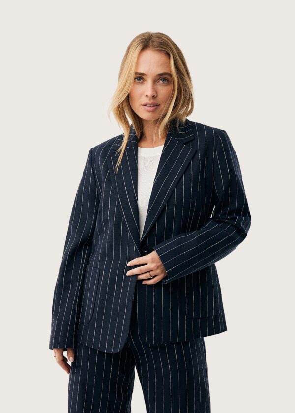 MEXX γυναικείο σακάκι midnight blue με ρίγα Shop-Affair.gr