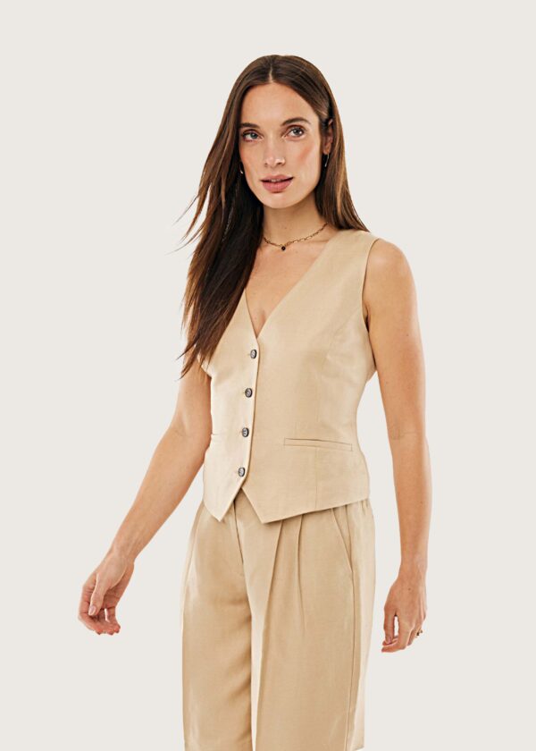 MEXX λινό γυναικείο γιλέκο σε light tan Shop-Affair.gr