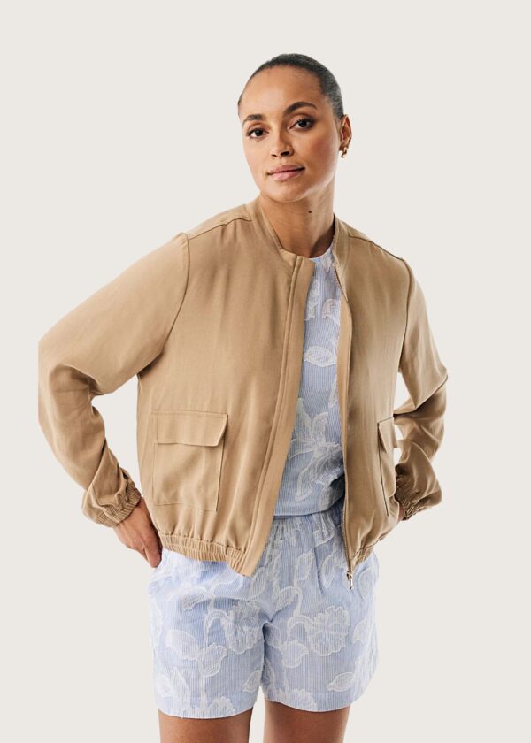 Γυναικείο μπεζ jacket MEXX με τσέπες και λάστιχο - Shop Affair