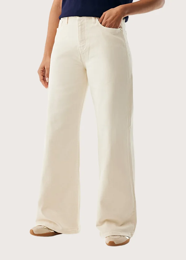 Mexx γυναικείο τζιν παντελόνι wide leg ecru - shop-affair.gr