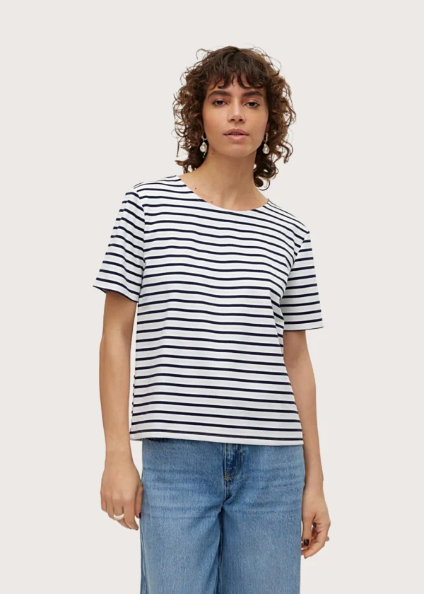 Vero Moda γυναικείο t-shirt Abby λευκό ριγέ με φερμουάρ Shop-Affair.gr