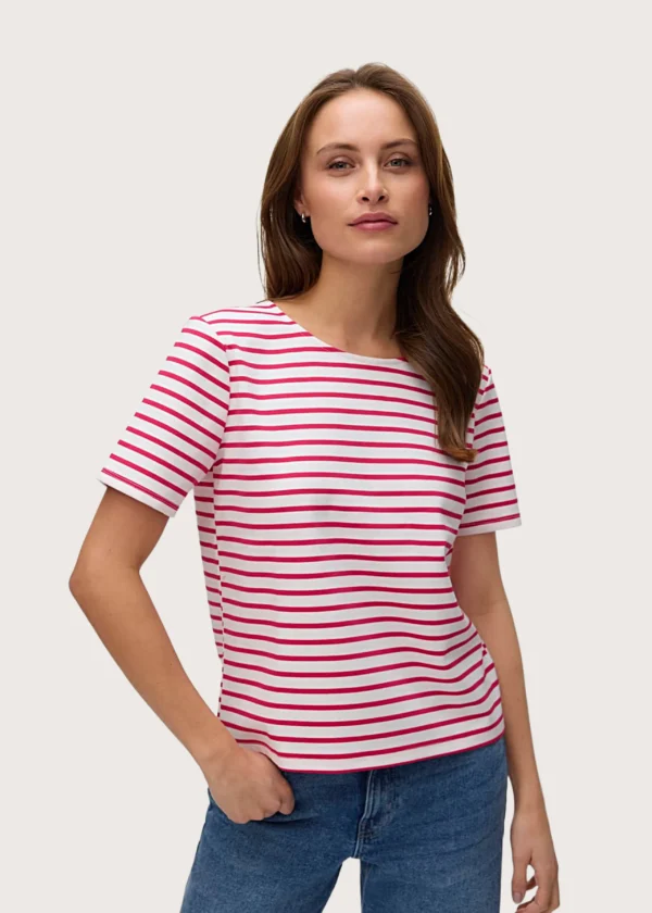 Vero Moda γυναικείο t-shirt λευκό ριγέ με φερμουάρ Shop-Affair.gr