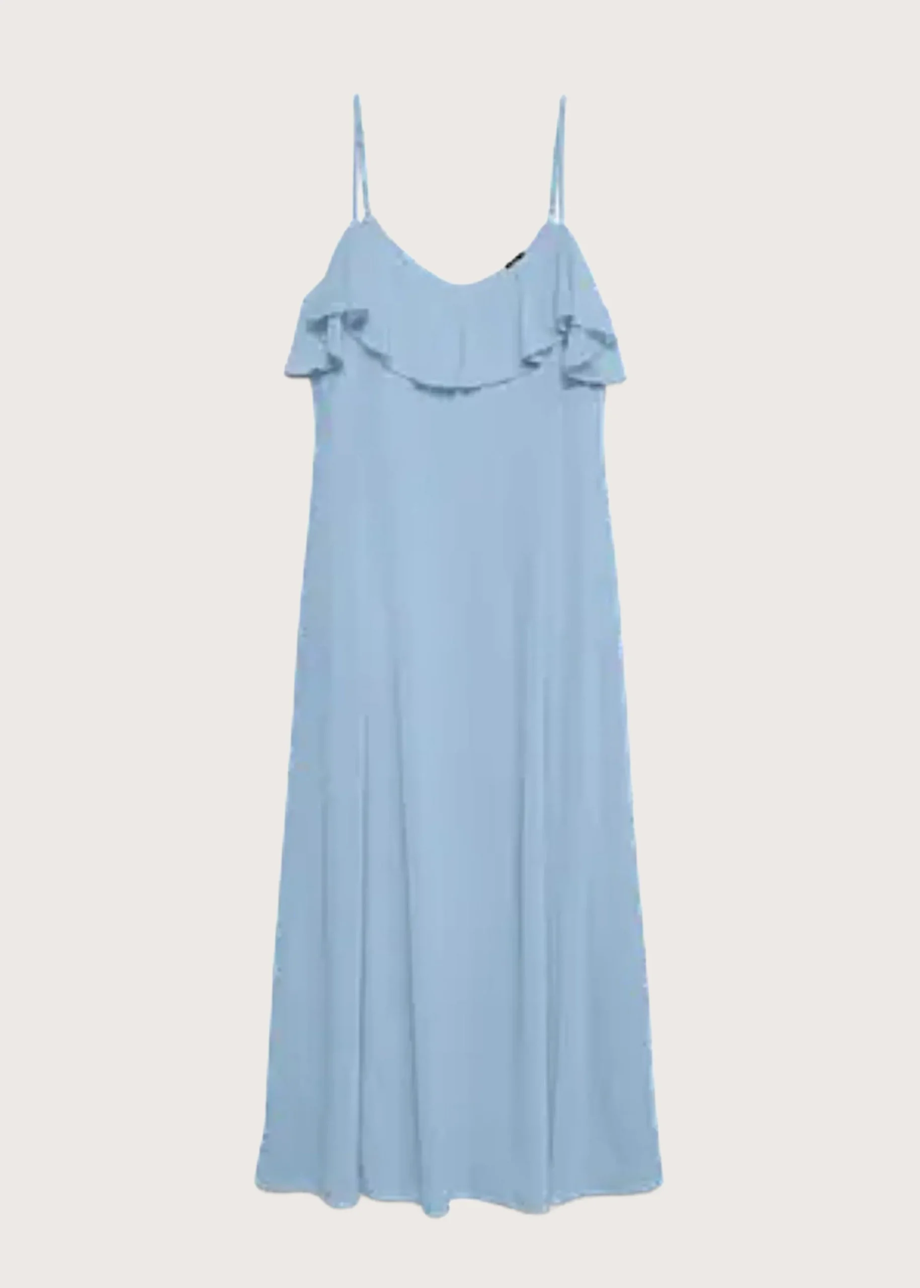 Vero Moda Γυναικείο Φόρεμα Tilly Singlet Ankle με Βολάν Γαλάζιο