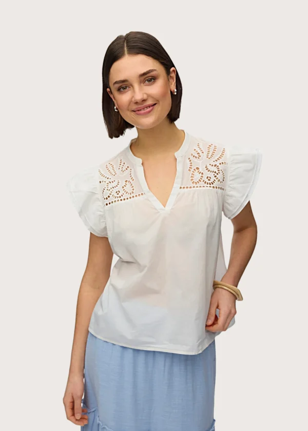 Vero Moda γυναικείο λευκό τοπ Line SS V-Neck Shop-Affair.gr