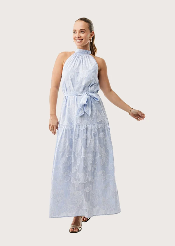 Mexx Μάξι Φόρεμα Fresh Blue με Halter Neck Λαιμόκοψη /