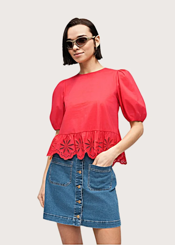 Vero Moda κόκκινο top γυναικεία μπλούζα με ελαστικά τελειώματα στα μανίκια Shop-Affair.gr -/