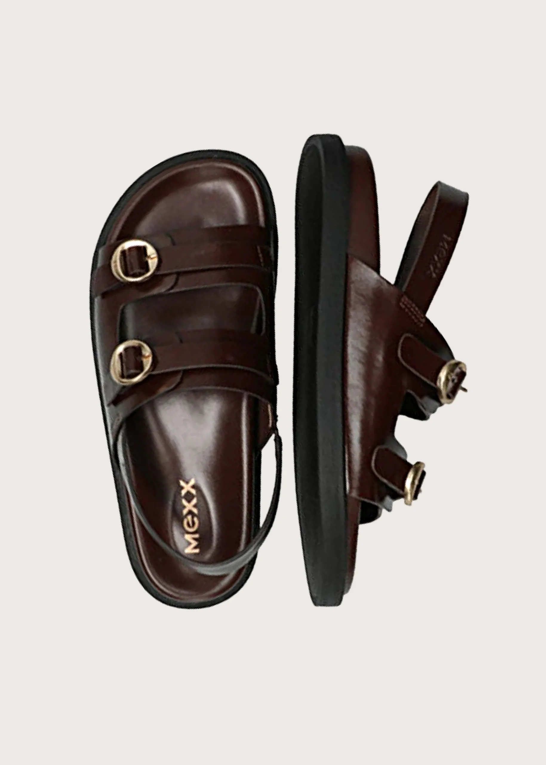 Mexx Γυναικεία Σανδάλια Flat με Αγκράφες Καφέ